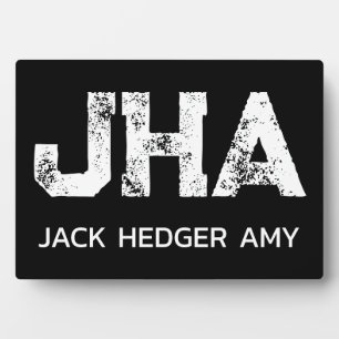 PLAQUE PHOTO MONOGRAMME NOM À TROIS LETTRES BLANC MINIMALISTE N