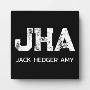 PLAQUE PHOTO MONOGRAMME NOM À TROIS LETTRES BLANC MINIMALISTE N