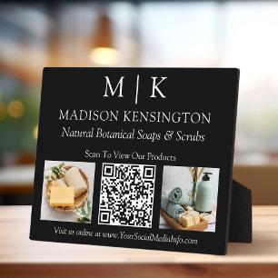 Plaque Photo Monogramme ou ajouter un logo Business QR 2 Photos