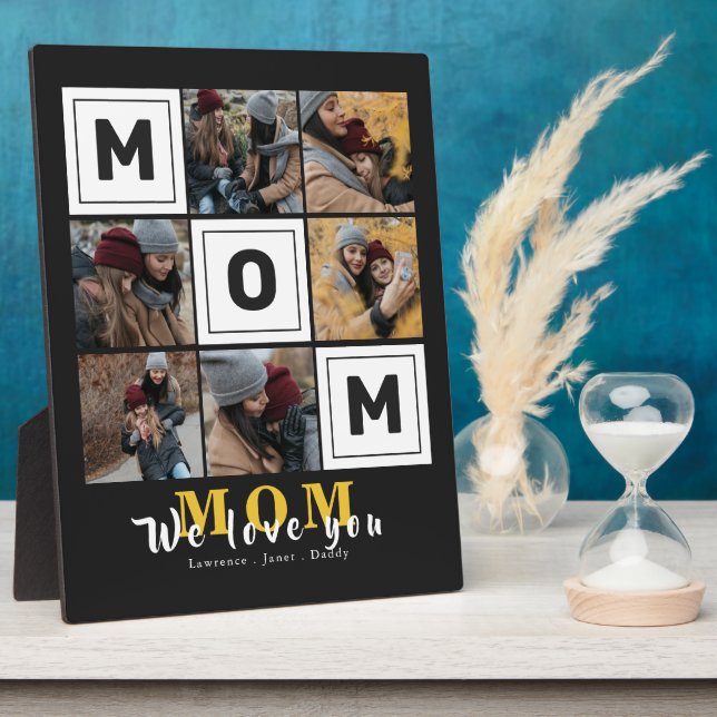 Plaque Photo monogramme personnalisé Amour Maman Famille Photos (Côté)