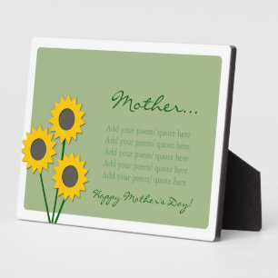 Plaque Photo Mother's Day Sunflowers