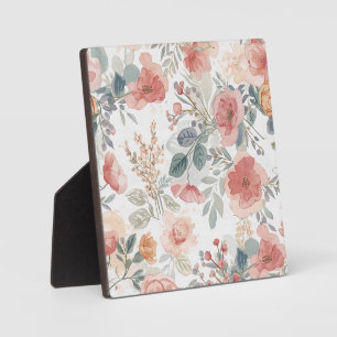 Plaque Photo Motif aquarelle floral jardin corail rose