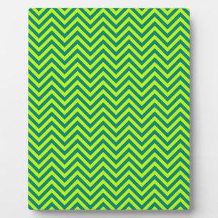 Plaque Photo Motif Chevron turquoise et Lime Green