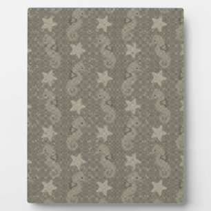 Plaque Photo Motif de hippocampe antique et d'étoile de mer