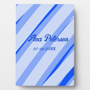 Plaque Photo Motif de lignes rétro boho pastel bleu ajouter un