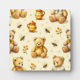 Plaque Photo Motif de Pépinière Ours en Peluche Abeilles à Miel