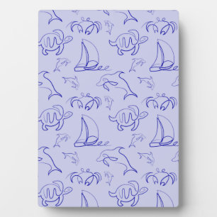 Plaque Photo Motif d'une ligne d'animal marin et voilier