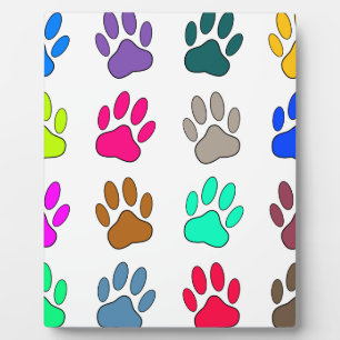 Plaque Photo Motif Empreinte de patte de chien multicolore