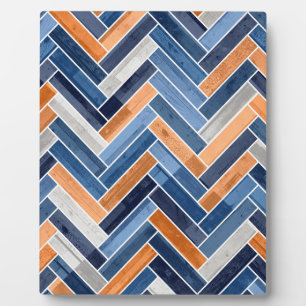 Plaque Photo Motif en Bleu et Orange Marine