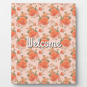 Plaque Photo motif floral rose orange rose mariage printemps