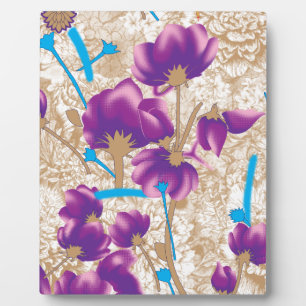 Plaque Photo Motif floral vif avec violet et bleu f