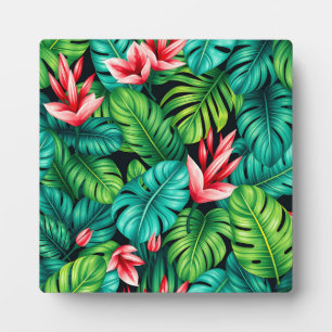 Plaque Photo Motif Jungle Tropical Monstera Heliconia
