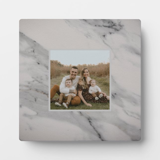 Plaque Photo Motif moderne en marbre blanc gris noir (Devant)