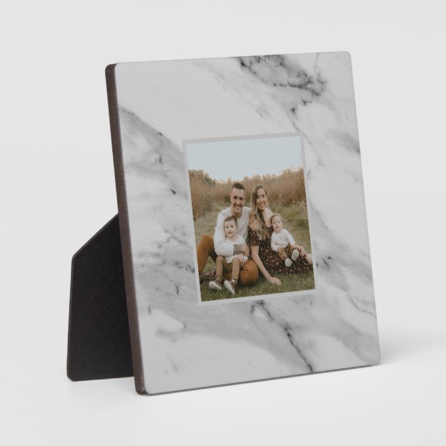 Plaque Photo Motif moderne en marbre noir blanc gris (Recto)