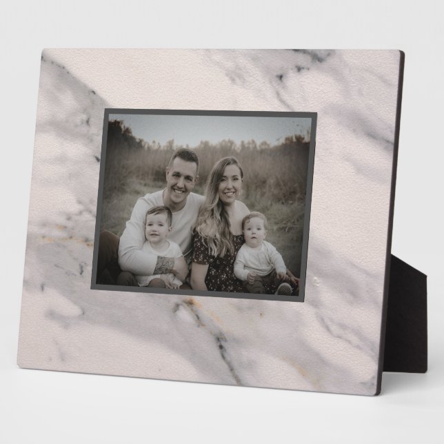 Plaque Photo Motif moderne en marbre noir gris rose (Côté)