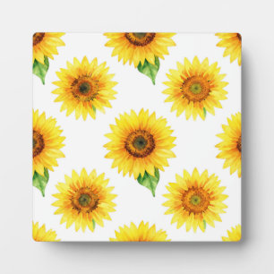 Plaque Photo Motif sans couture de tournesol aquarelle lumineux