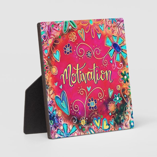 Plaque Photo Motivation Fun Whimsical Joli Easel Floral. (Recto)