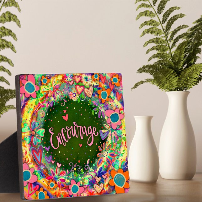 Plaque Photo Motivationnel Coeurs Floraux Encourager l'Inspiriv (Créateur téléchargé)
