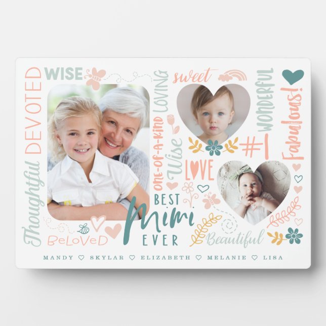 Plaque Photo Mots pour le meilleur collage de photos de petits- (Devant)