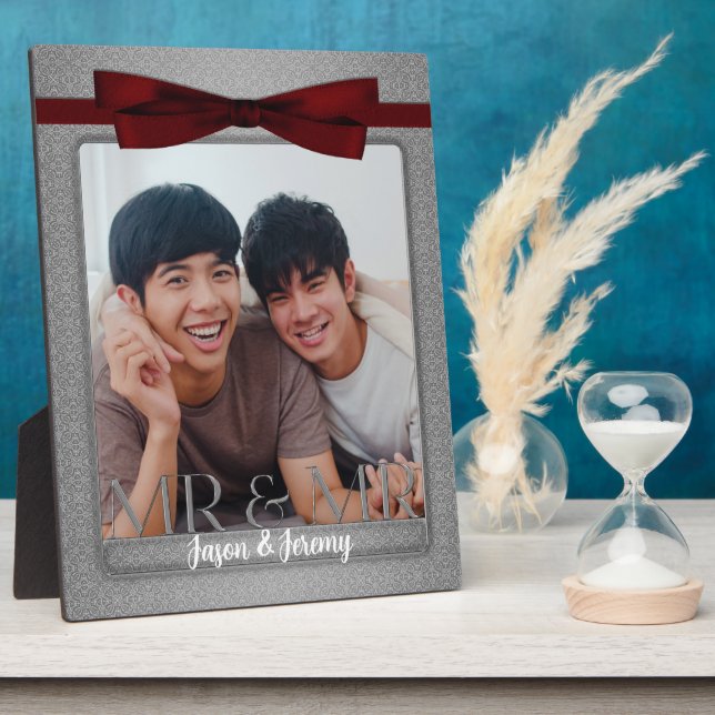 Plaque Photo Mr & Mr Gay Mariage Silver and Red Photo (Côté)