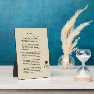 Plaque Photo "My Rose" a poem about Family Life