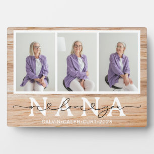Plaque Photo Nana We Love You Heart Script 3 Photo Gift