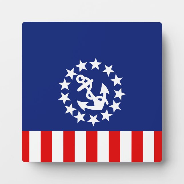 Plaque Photo Nautical American Yacht Flag est à la Marina (Devant)