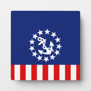 Plaque Photo Nautical American Yacht Flag is at the Marina
