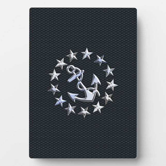 Plaque Photo Nautique Yacht Drapeau Chrome Ensigne sur Grille I (Devant)