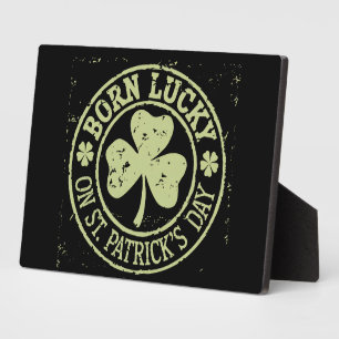 Plaque Photo Né Lucky sur St Patrick's Day Irlandais Anniversai