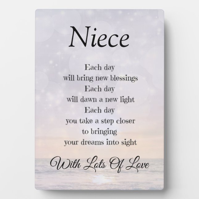 Plaque Photo Niece Love and Encouragement Poem Art Don (Devant)