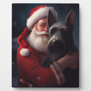 Plaque Photo Noël festif écossais du Terrier Santa Claus