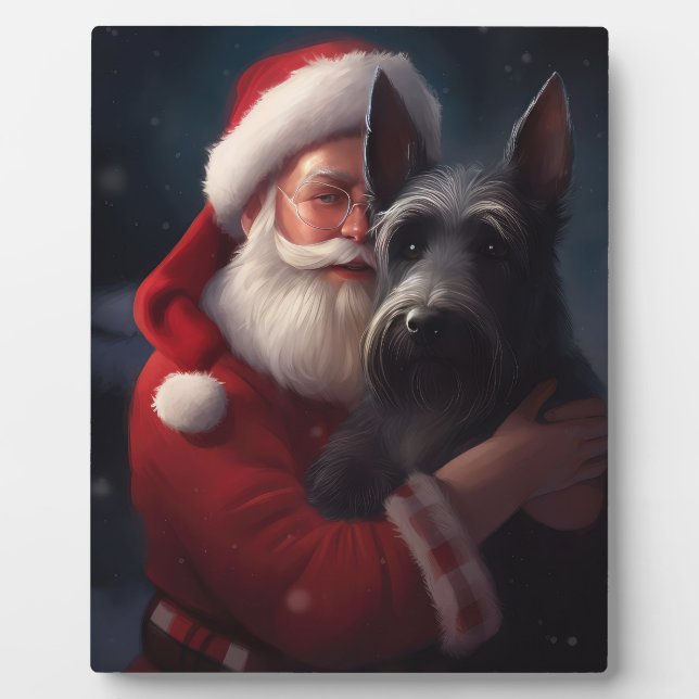 Plaque Photo Noël festif écossais du Terrier Santa Claus (Devant)