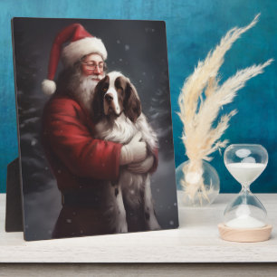 Plaque Photo Noël festif Springer Spaniel Santa Claus