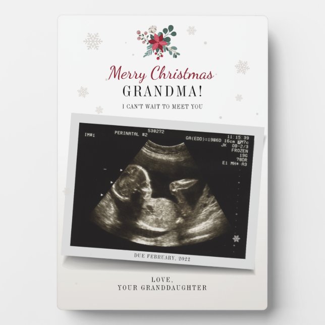Plaque Photo Noël Grand-mère Sexe Révéler Ultrasound Photo (Devant)