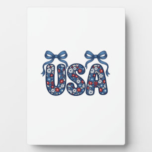 Plaque Photo Nœud Floral USA Design Vectoriel Patriotique_1