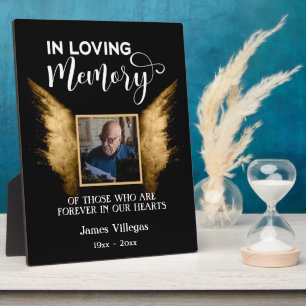 Plaque Photo Noir Et Or En Mémoire Amoureuse Photo Personnalisé