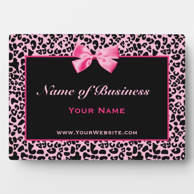Plaque Photo Nom commercial tendance Pink and Black Leopard (Devant)