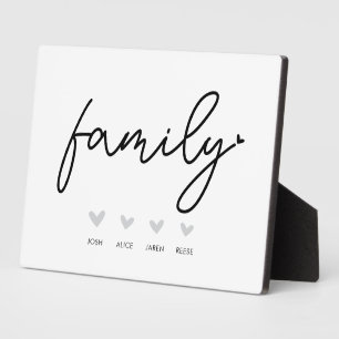 Plaque Photo Nom de famille Signer avec les coeurs