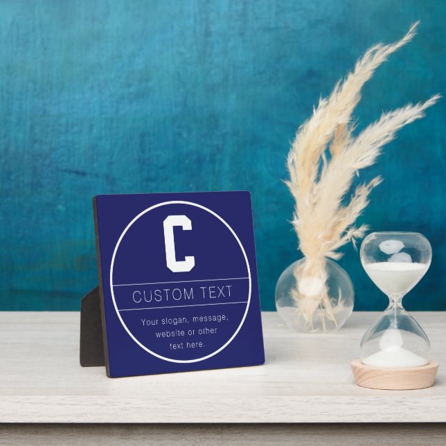 Plaque Photo Nom unique et Modèle monographique | Bleu Marine (Insitu)