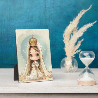 Plaque Photo Notre Dame de Fatima, style kawaii mignon, catholi