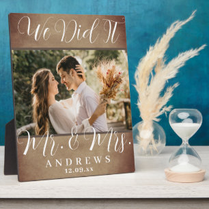 Plaque Photo Nous L'Avons Fait M. & Mme Brown Mariage en cuir