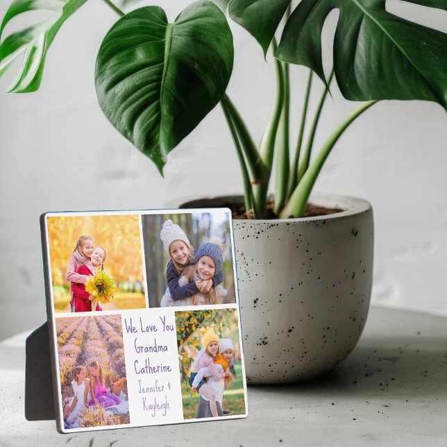 Plaque Photo Nous t'aimons Grand-mère Cute Custom Kids Collage  (Créateur téléchargé)