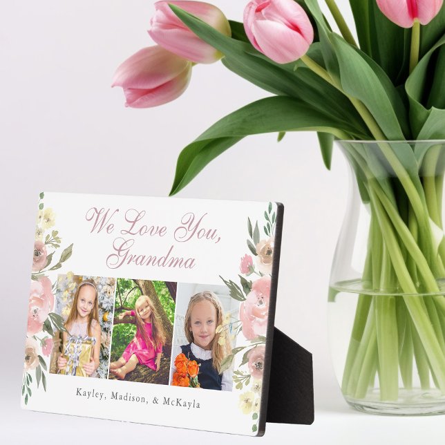 Plaque Photo Nous t'aimons Mamie Jolie Fête des Mères Florales (Créateur téléchargé)