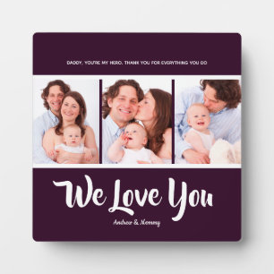 Plaque Photo Nous vous aimons papa, Personnalisé 3 Photo Collag