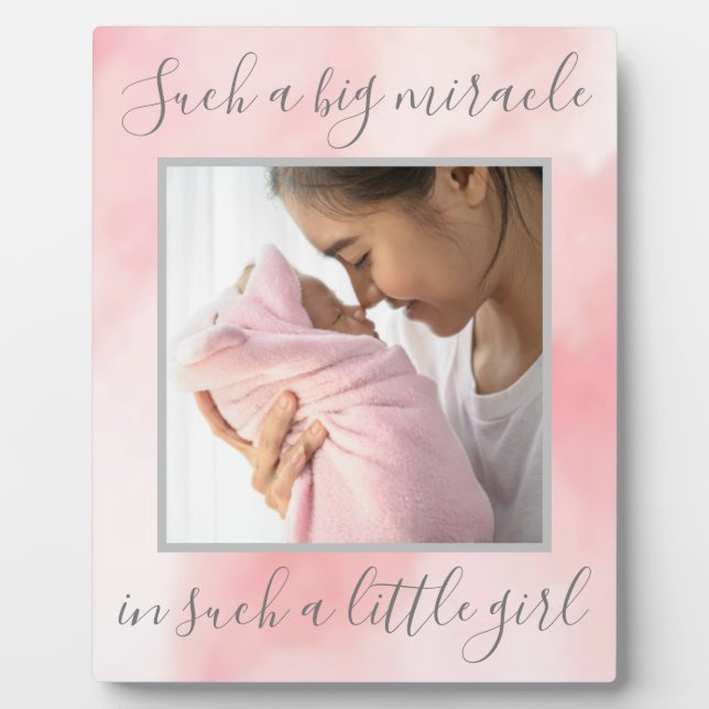 Plaque Photo Nouveau bébé fille Citation personnalisée Photo (Devant)