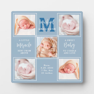 Plaque Photo Nouveau bébé moderne Personnalisé 5 Photo Collage 