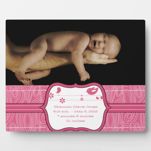 Plaque Photo Nouveau bébé photo mignonne rose Grain mûr Oiseaux (Devant)