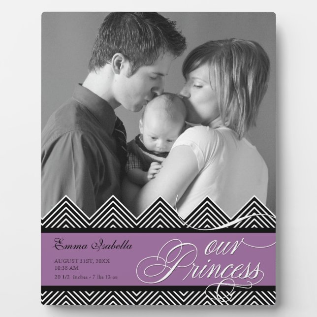 Plaque Photo Nouveau bébé Zig Zag Chevron Photo personnalisée m (Devant)