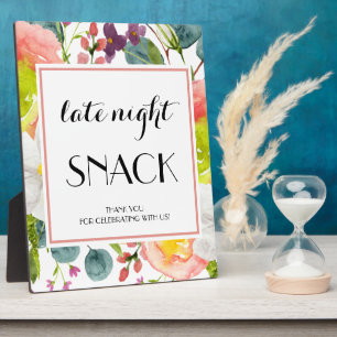 Plaque Photo Nuit tardive Snack Floral signe mariage Tabletop